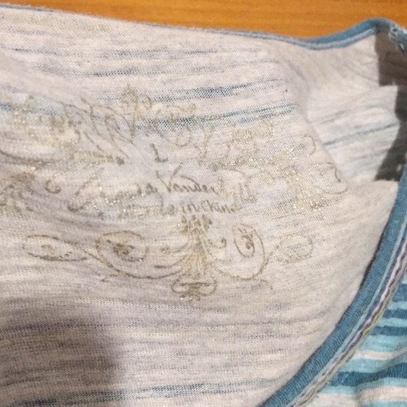 Gloria Vanderbilt Ladies Top striped blue yellow L - Picture 5 of 5